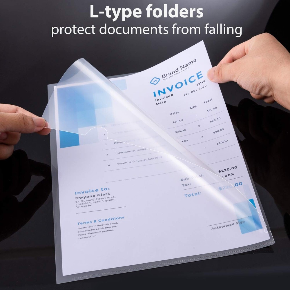 WOT I Plastic Clear Document Folders - 60PCS, L-Type Folders Copy Safe Projec...