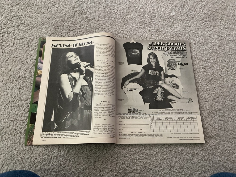 VIBES MAGAZINE 1978 LOT OF 3 KISS POSTER LED ZEPPELIN ROLLING STONES POSTER ROD