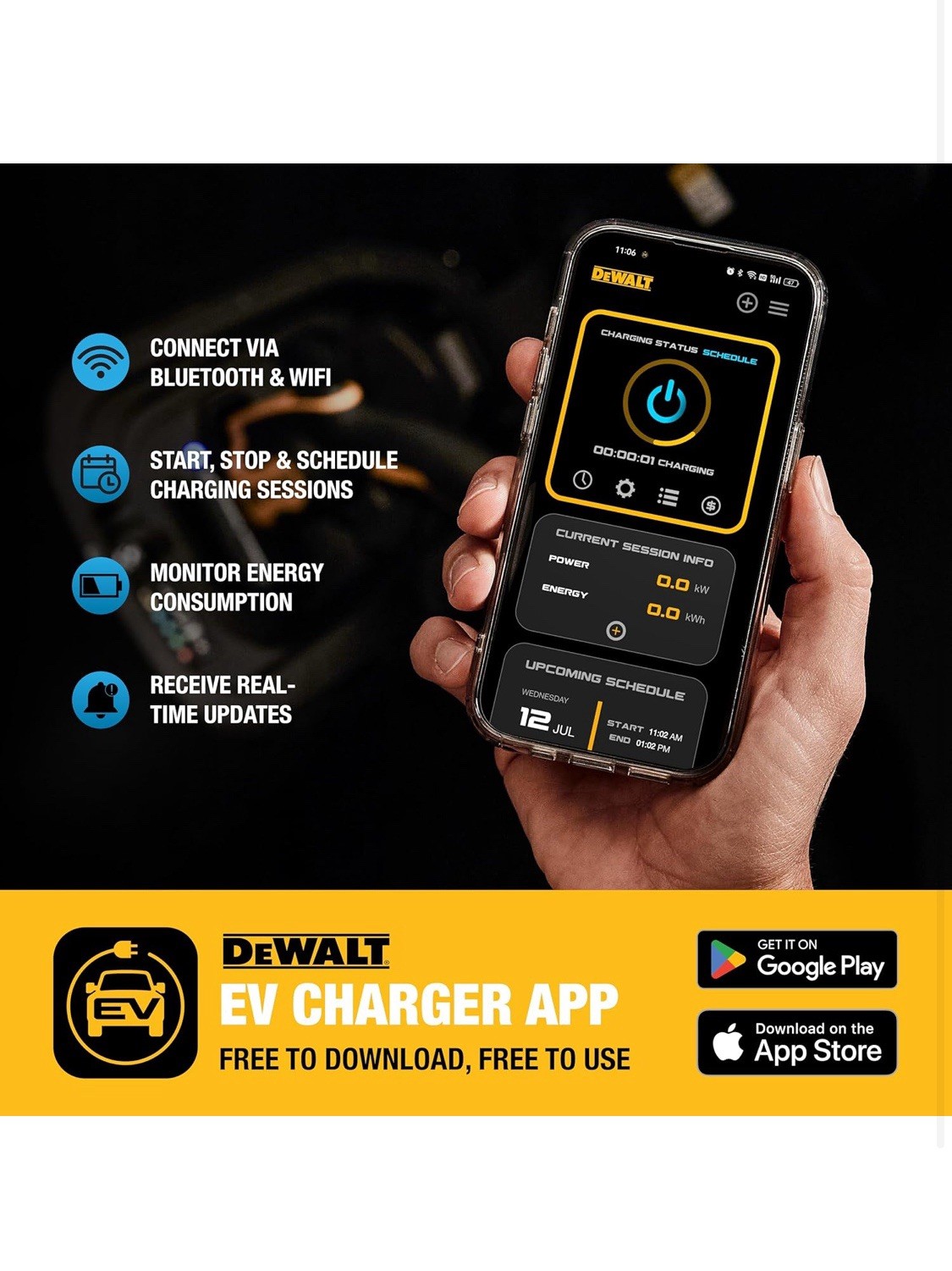 DEWALT 48A L2 Compact TESLA EV Charger 48A 240V 20FT HARDWIRED DXPAEV048CP-TL