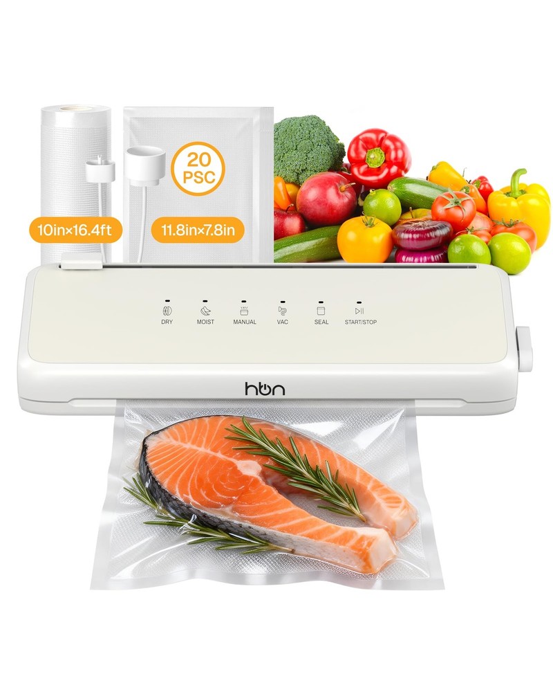 HBN Vacuum Sealer Compact Food Machine Automatic Onesize, white