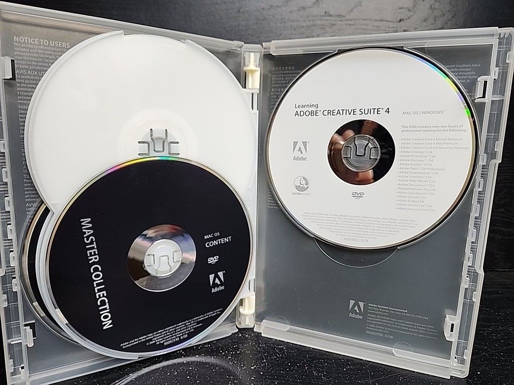 Adobe Creative CS4 Suite 4 Master Collection Mac OS 6 Discs Serial Number