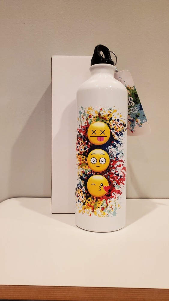 Aluminum water bottles with emojis