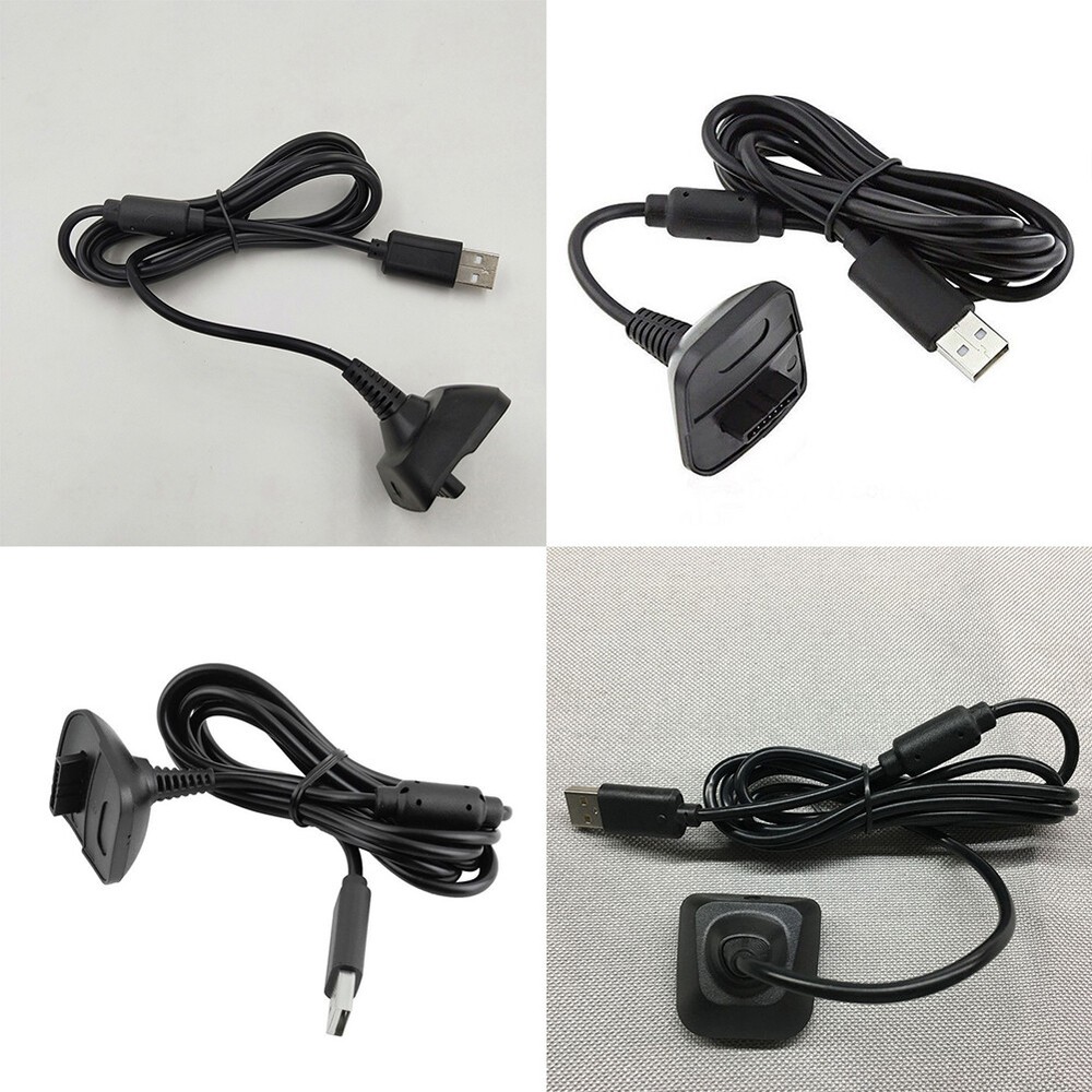 US 2 Pack Black USB Charger Charge Cable Cord for Xbox 360 Wireless Controller