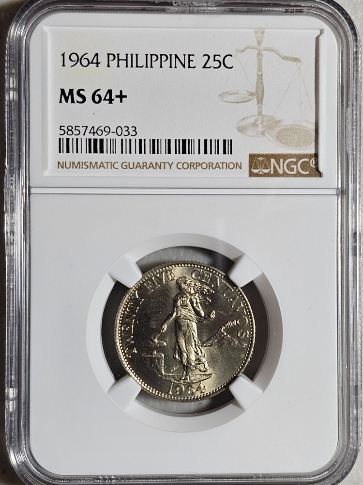 Philippines 25 Centavos 1964 NGC MS 64+