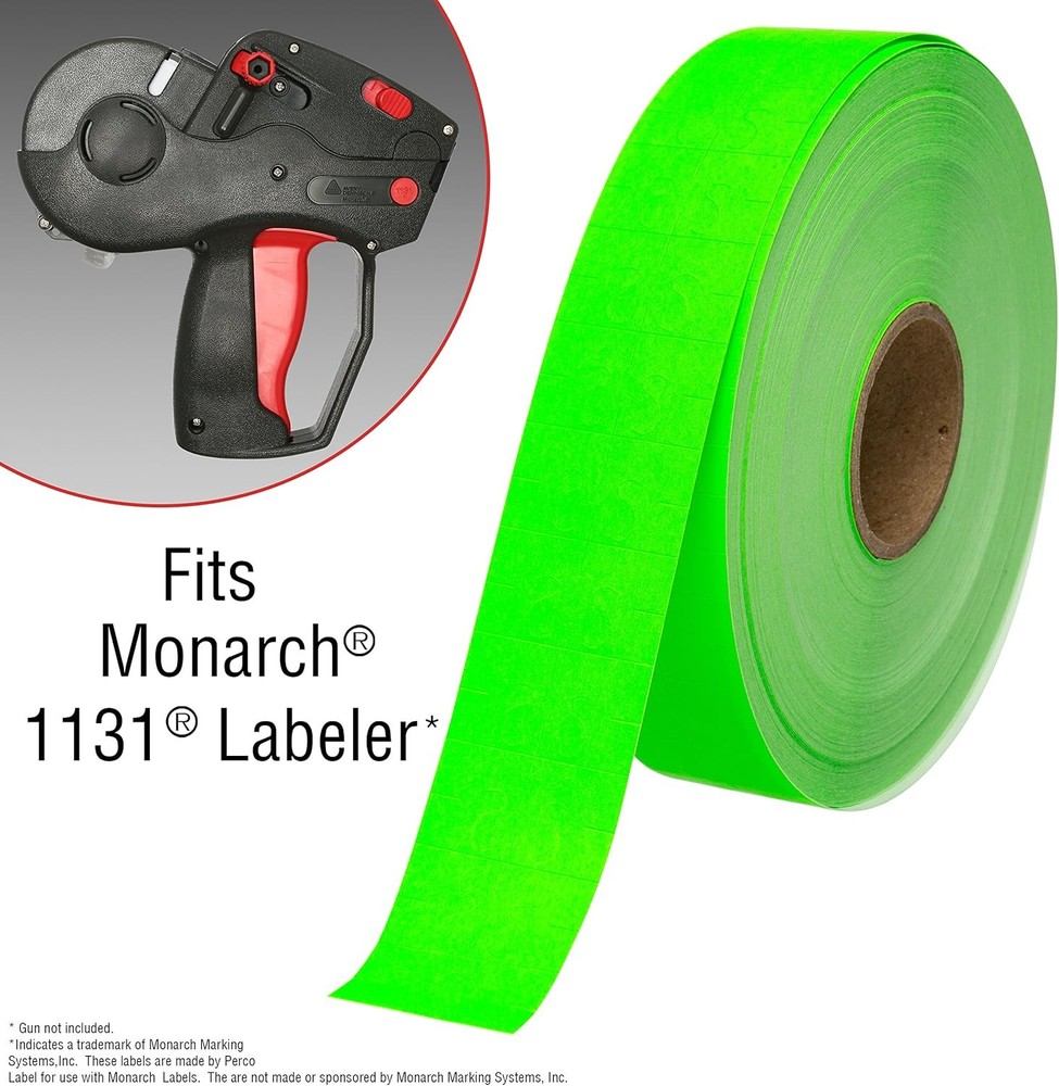 Perco Fluorescent Green Pricing Labels for 1 Sleeve,