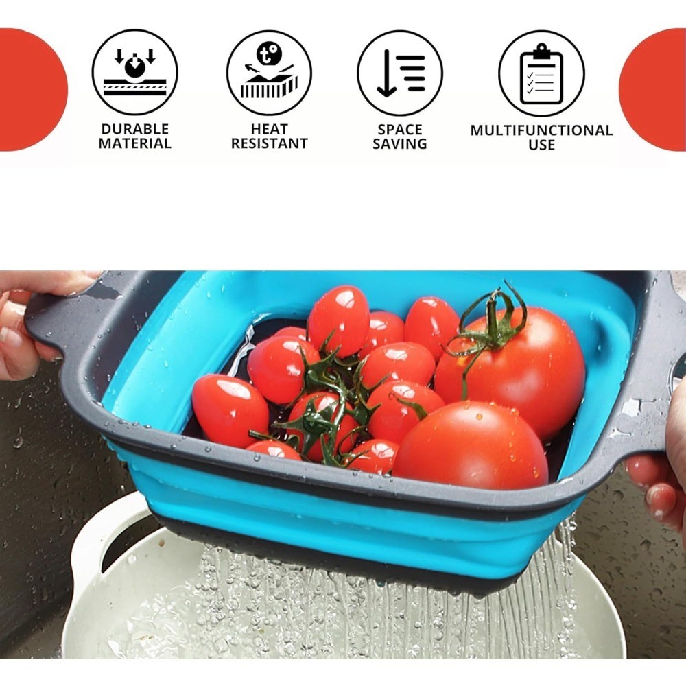 Collapsible Silicone Colander Strainer Set 2 Piece Expandable Kitchen Strainer