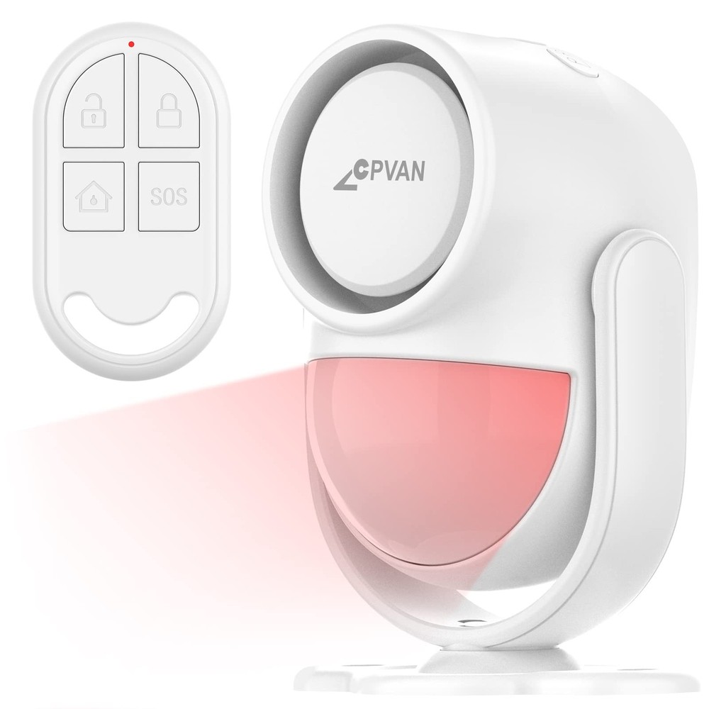 CPVAN 125dB Loud Motion Sensor Alarm with 328ft Remote Control (40ft White