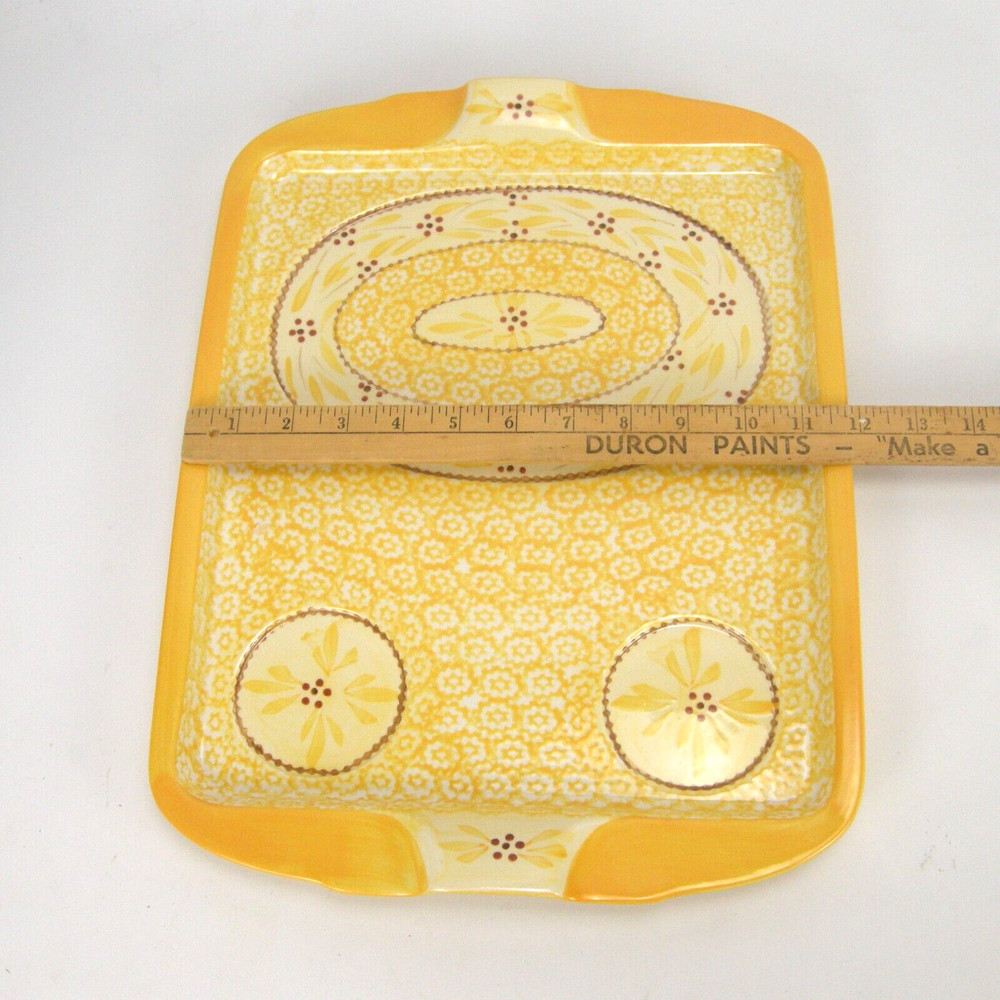 Temptations Yellow Florals Rectangular Serving Platter 15.5" x 11.75" NOB