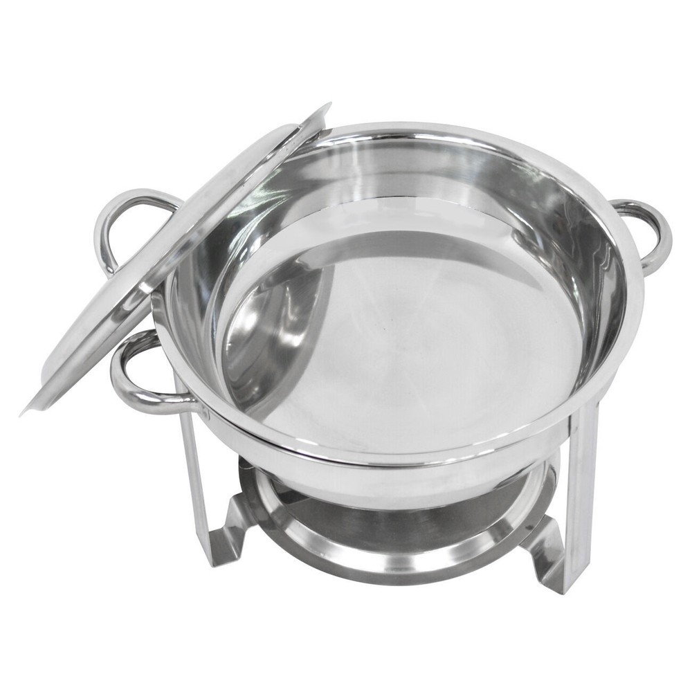 Buffet Set 2 Round 5QT Chafing Dish + 2 8QT Rectangular Chafers Stainless Steel