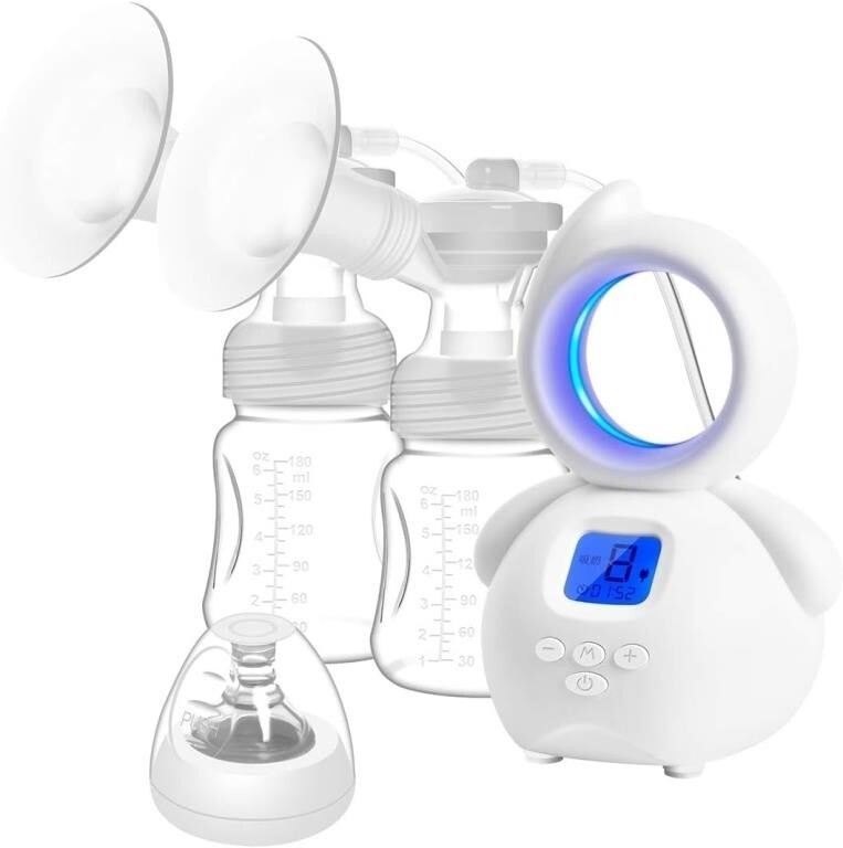 NEW-Double Breast Pump, Multiple Charging Options, Night Light, 3 Modes, LCD
