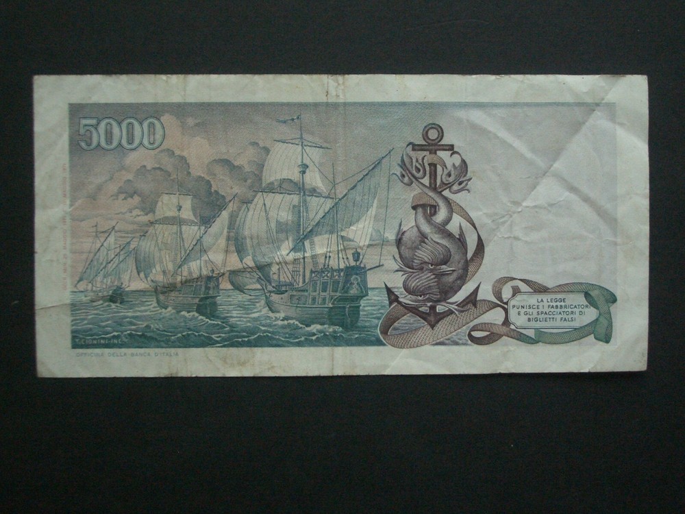 **Collectable 1973 Italy 5000 'NVF' Banknote