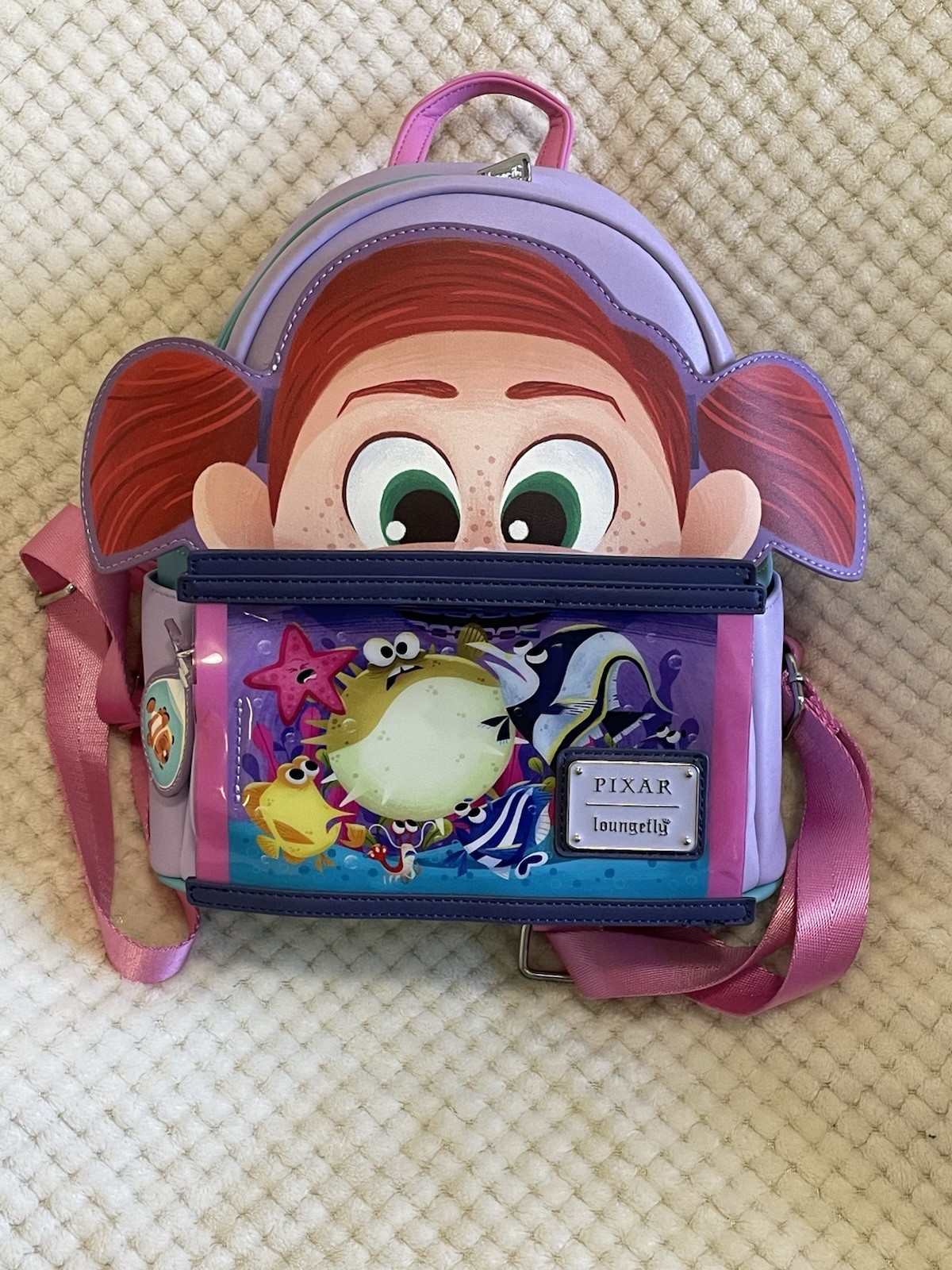 Disney Pixar Moments Finding Nemo Darla Fish Tank Loungefly Mini Backpack Bag