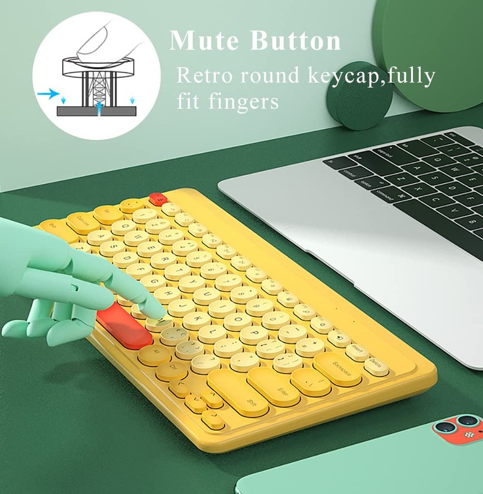 Compact Keyboard MouseCombo,JieruiDeng 79-Key Retro Mini Cute Compu... Fast Ship