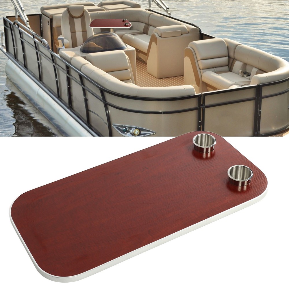 Boat Table Top With 2 Cup Holders Solid Wood Removable Desktop Panel For Caravan