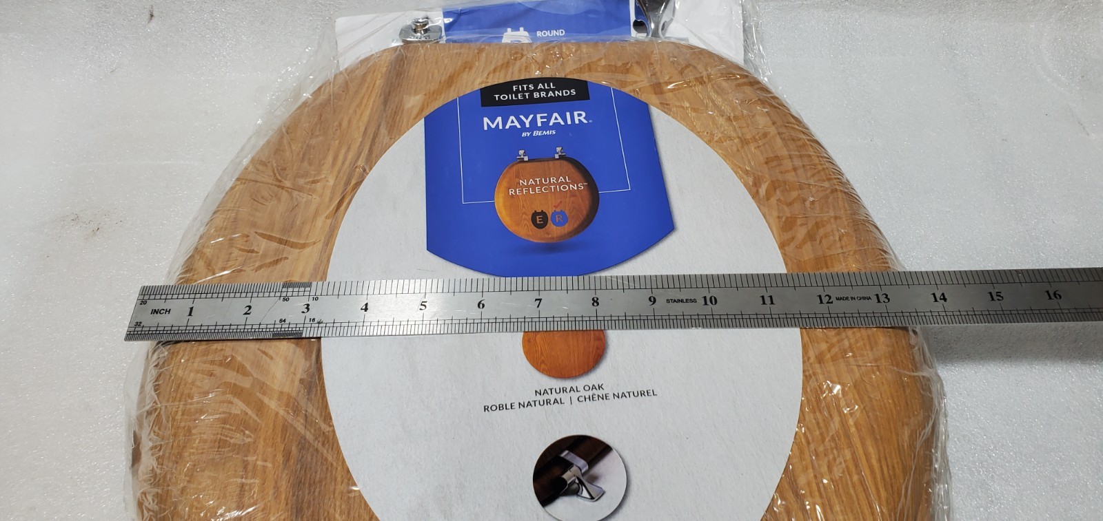 NEW Mayfair Natural Reflections Round Toilet Seat Natural Oak Wood Veneer Finish