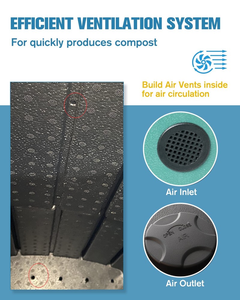 Insulated Compost Bin with Ventilation System - Quickly Composting All Year R...
