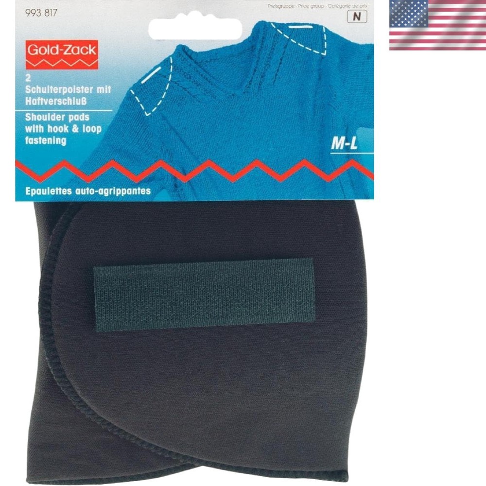 2-Piece Medium/Large Shoulder Pads with Secure Hook & Loop Attachment - Black