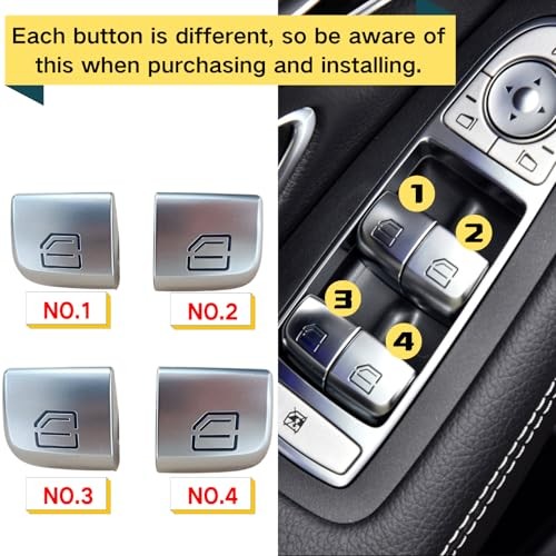 Master Power Window Switch Button Compatible with Mercedes Benz C E GLC 4pcs