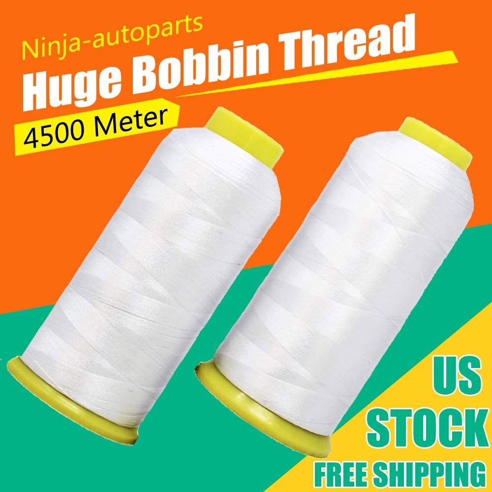 Huge Bobbin Thread for Sewing and Embroidery Machine 2 White Colors Set