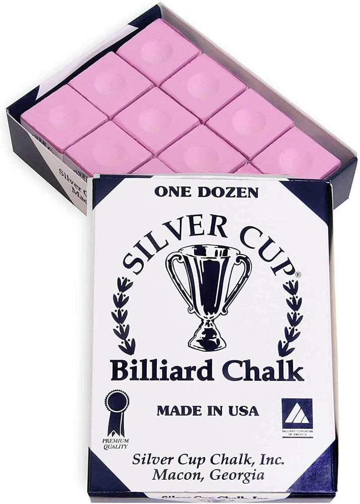 Silver Cup/ Championship  Billiard Chalk - ONE Dozen (Pink)