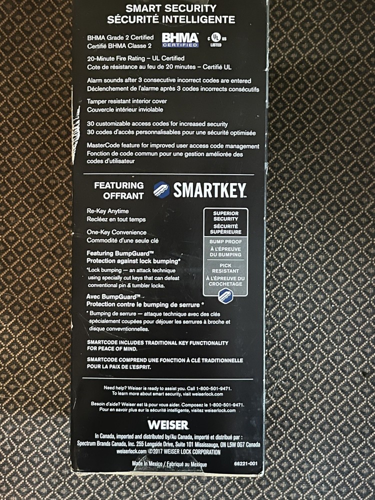 Weiser Smartcode 10 Brass Keyless Entry Electronic Deadbolt