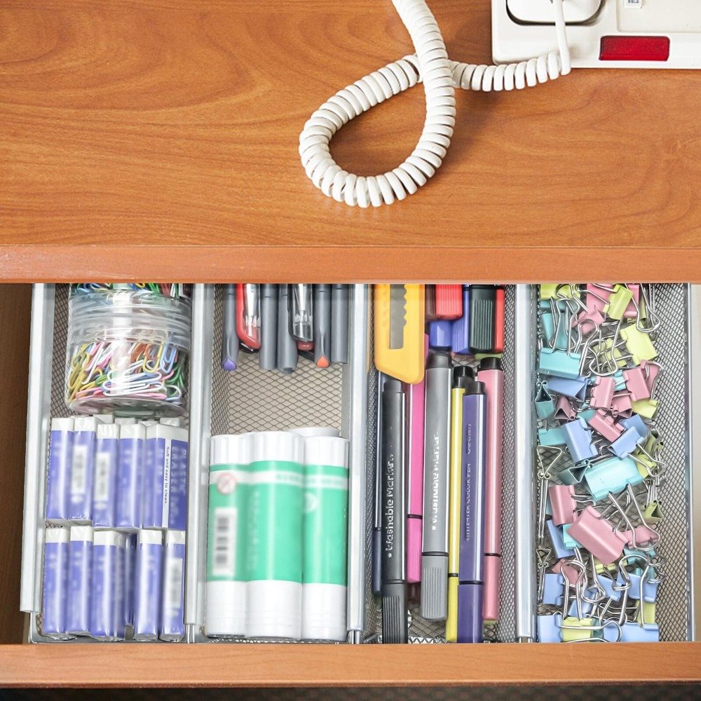 2PCS Drawer Organizer, Mesh Drawer Organizer with Interlocking Arm ... Fast Ship