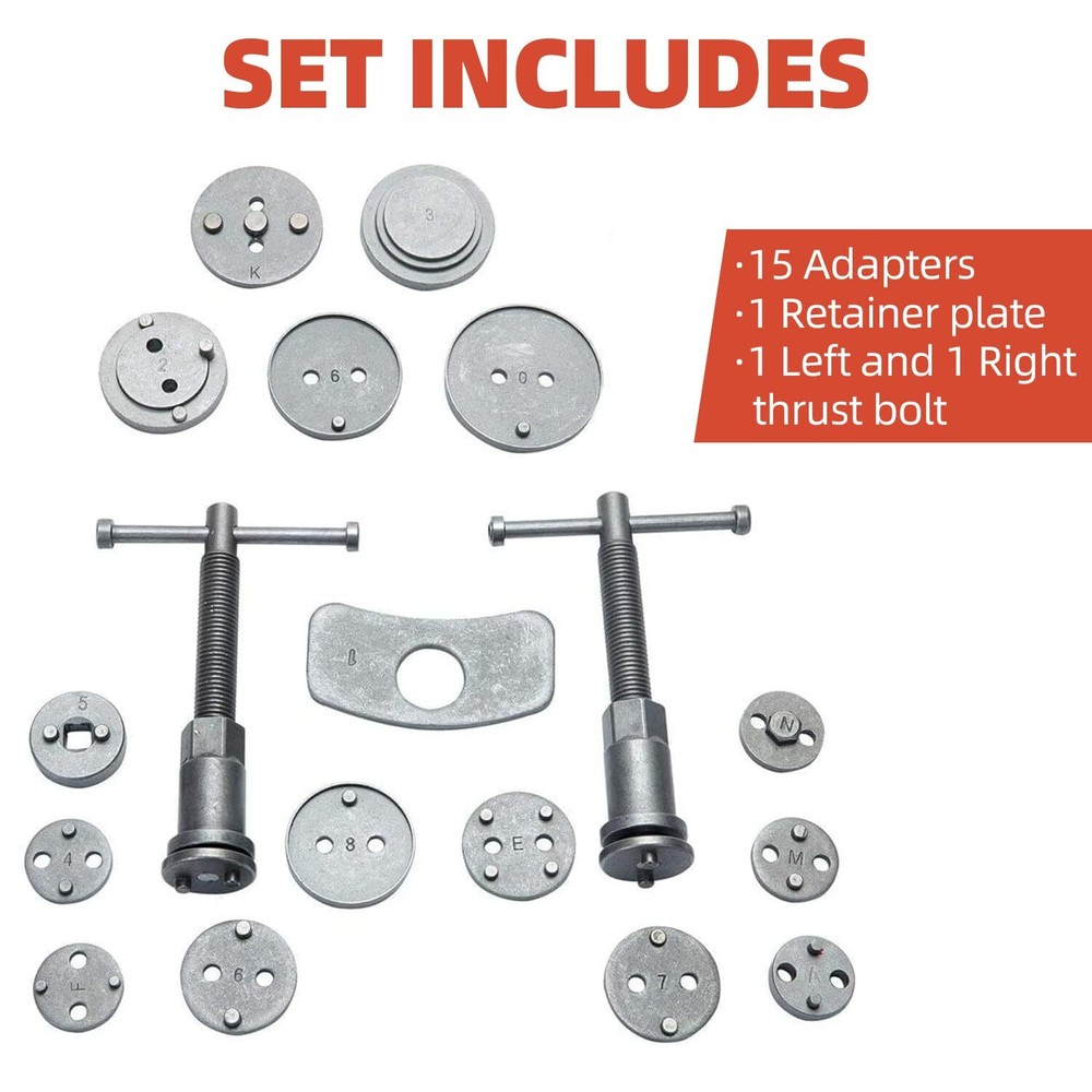 18Pcs Disc Brake Caliper Rewind Tool Auto Compressor Piston Pad Wind Back Kit