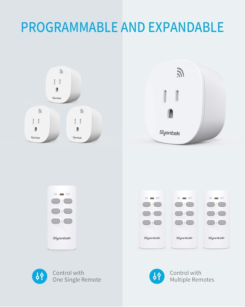 3 Pack Remote Control Outlet Wireless Light Switch Kit for Appliances