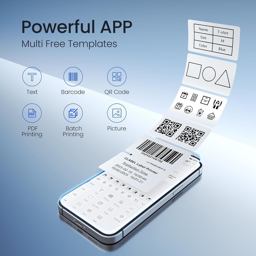 CLABEL Desk Bluetooth Barcode Label Printer: 221D Label Maker with 2 Inch Print