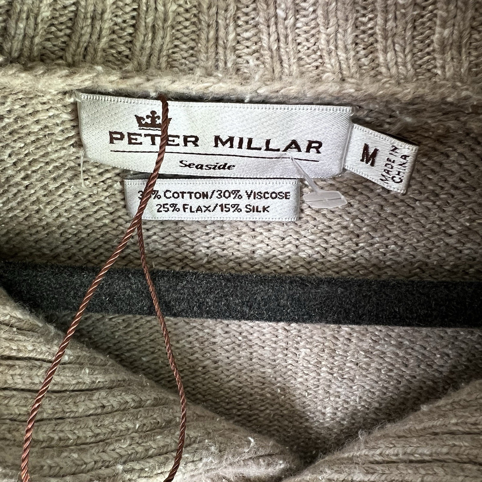Peter Millar Mountainside Seaside Shawl Collar Sweater In Sand Men Size Medium