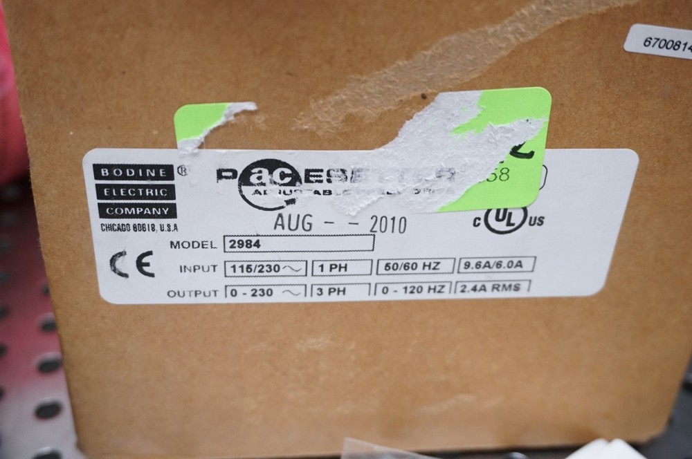 BODINE PACE SETTER ADJUSTABLE SPEED RIVE P/N: 2984 2984NV