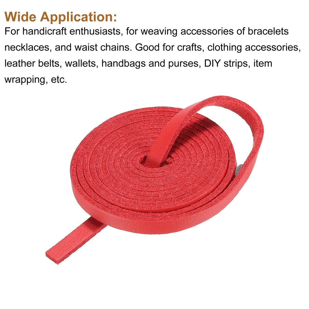 Faux Leather Straps Strip Leather String 0.5cm/0.2" Width, Red,2pcs