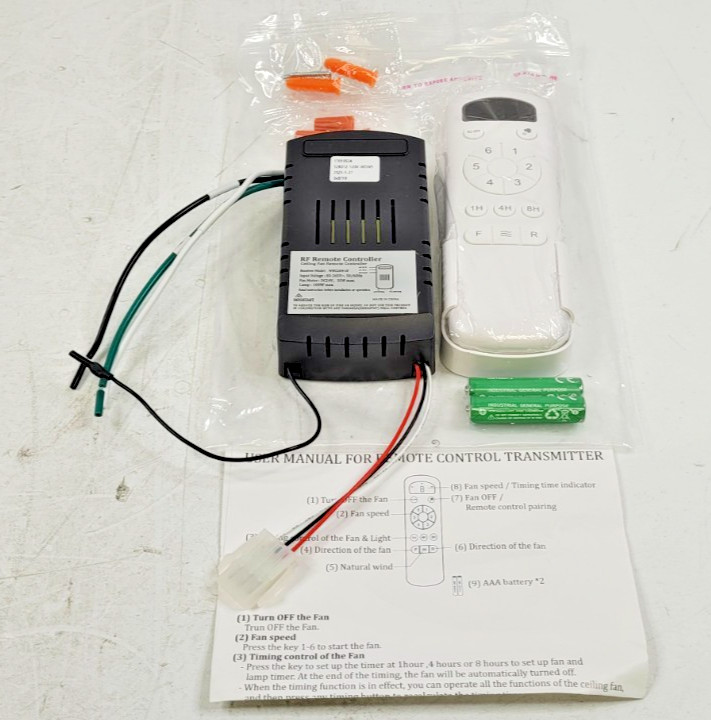 Hand-Held Ceiling Fan LCD Remote Control System with Receiver and Wall Holder