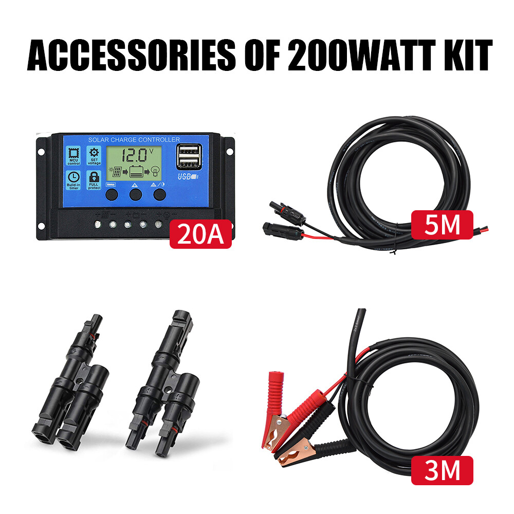 Dokio 100w 200w Rigid Monocrystalline Solar Panel Kit for Home/Caravan/RV/Boat