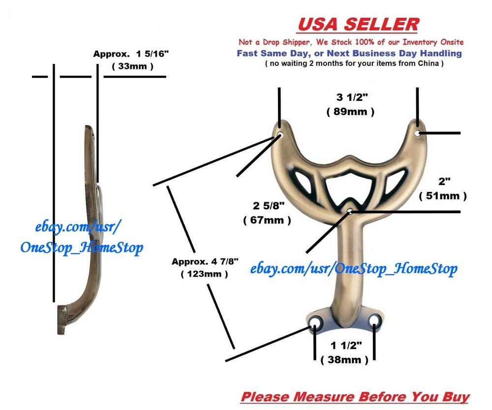 42" Antique Brass Ceiling Fan Blade Arm Replacement Bracket Hunter & Hampton Bay