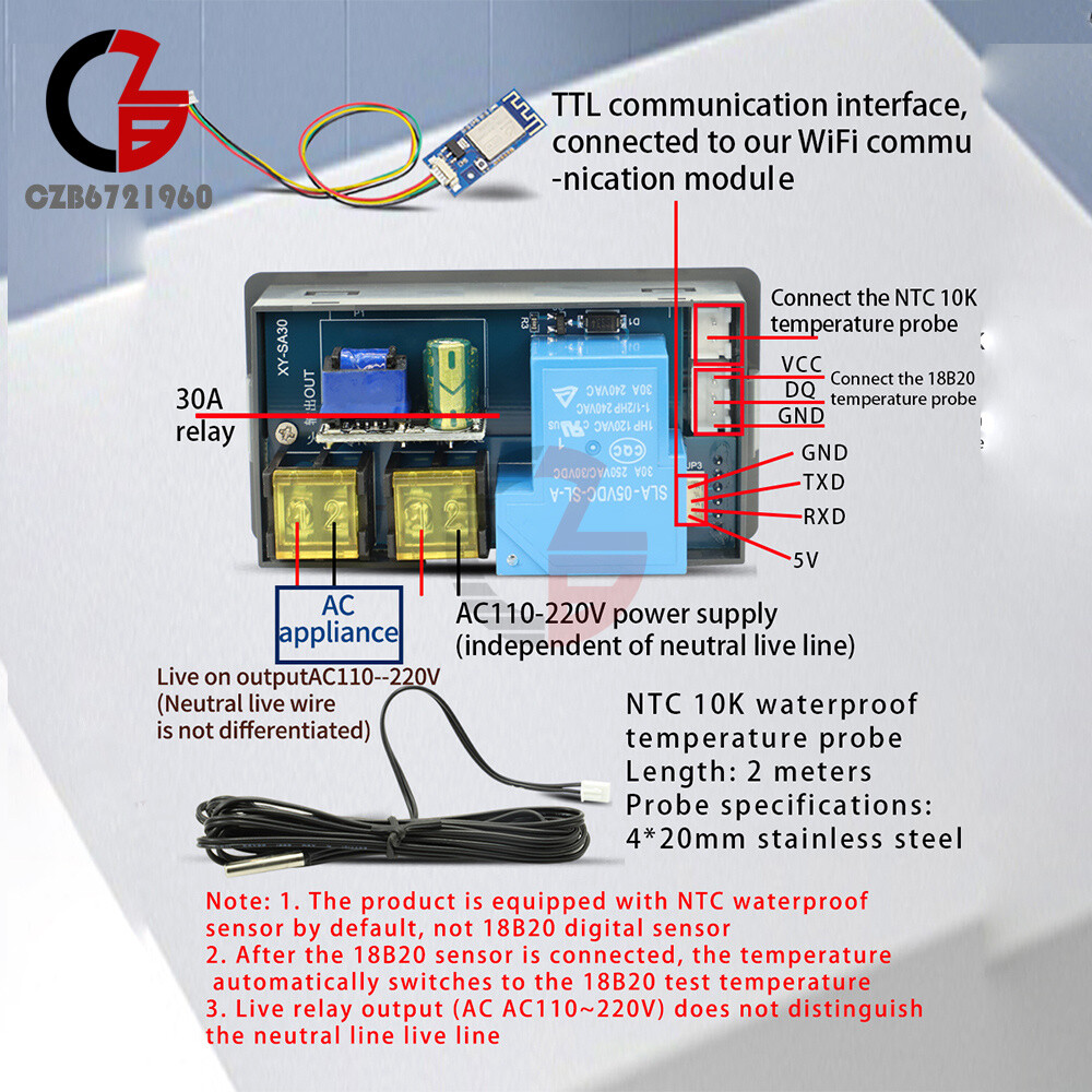 WIFI Remote Thermostat Digital Smart Automatic Temperature Controller with Probe