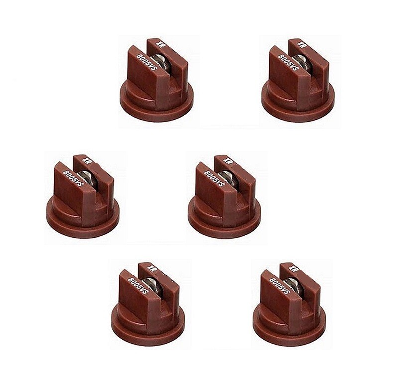 Pack of 6 - TeeJet Extended Range Flat Spray Tips Brown 80° Polymer w/ SS Insert