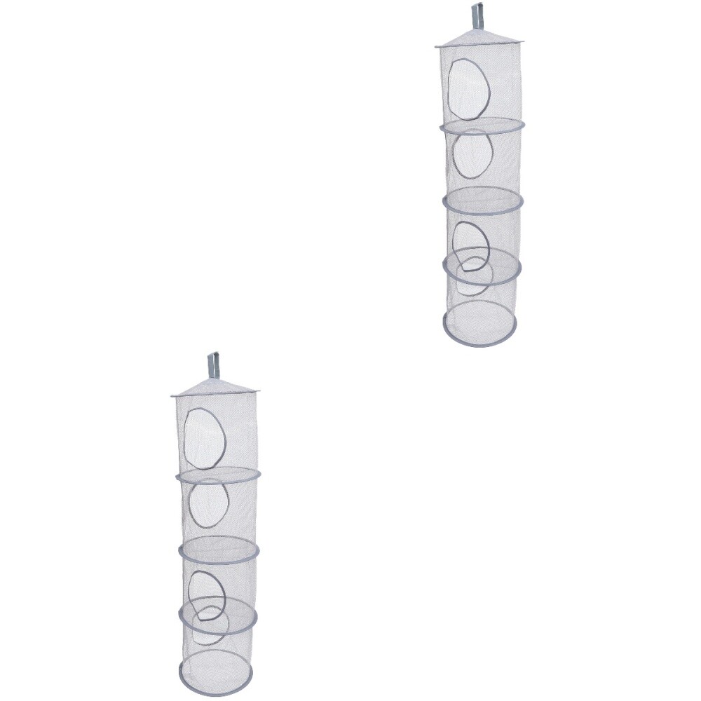 2pcs Foldable Fish Drying Net Folding Hanging Mesh Dryer Foldable 4-compartment