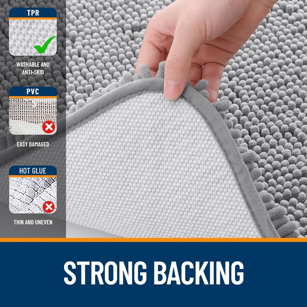 Bathroom Runner Rugs 70x24, Extra Soft Absorbent Chenille Bath Rugs, Rubber B...
