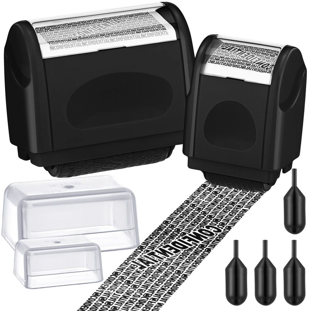 Identity Protection Roller Stamp & Refill Ink for Privacy and Data Security
