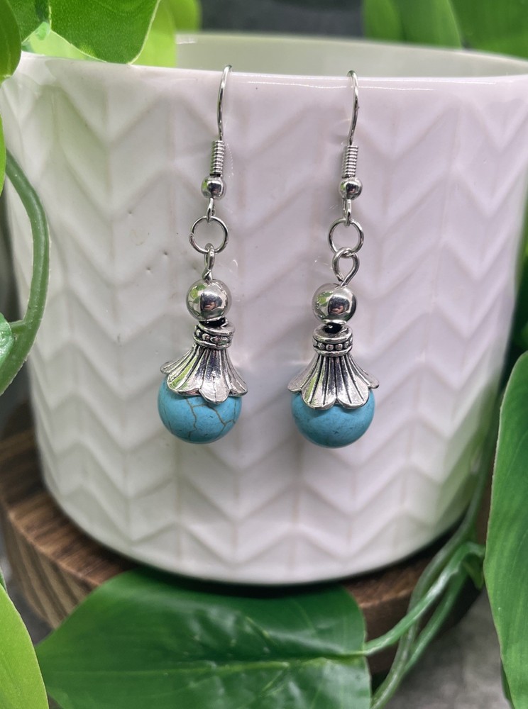2” Silver-tone Turquoise Boho Drop Dangle Earring Set New Free Ship B7762