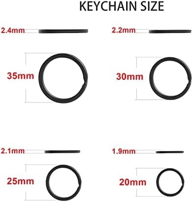 40 Pack Black Metal Key Rings Split Keychains