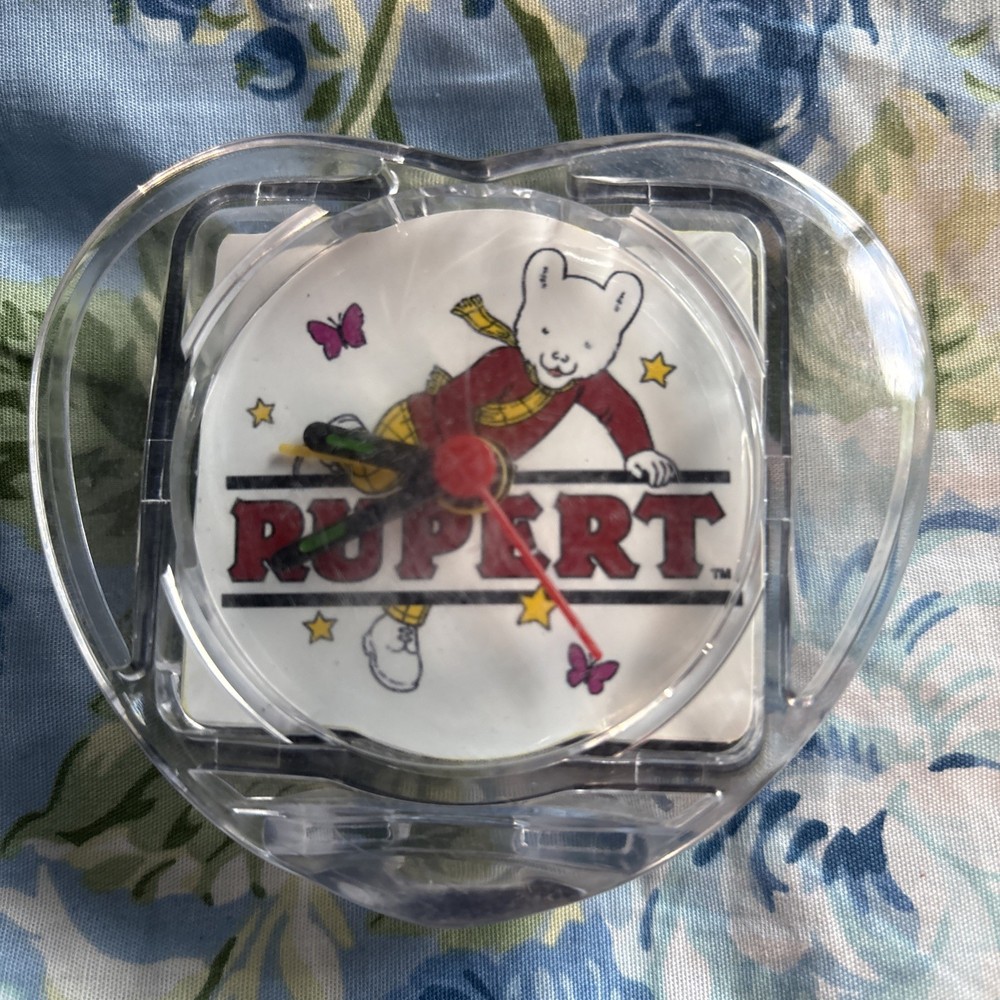 Rupert Bear heart shaped clock