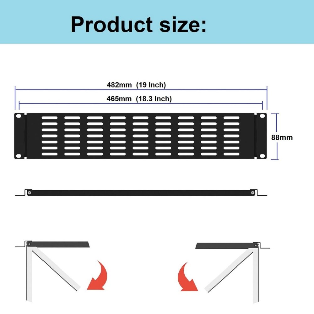 2U Hinged Blank Rack Mount Panel Spacer with Venting for 19 inches Network Ca...