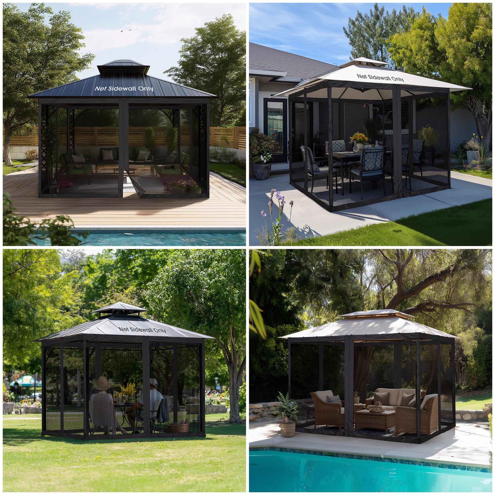 Yescom 10x12ft Gazebo Replacement Mosquito Netting with Zipper for Canopy