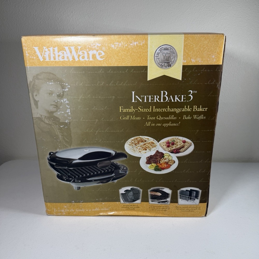 VillaWare InterBake3 Family-Sized Interchangeable Baker 4-square OPEN BOX