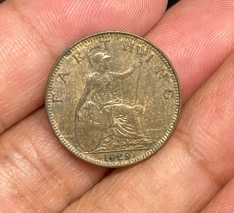 1929 Great Britain One Farthing Coin High Grade