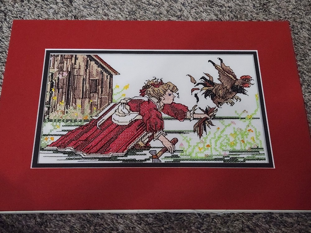 Professionally Matted Needlepoint Art Ready to Frame Dinner Time