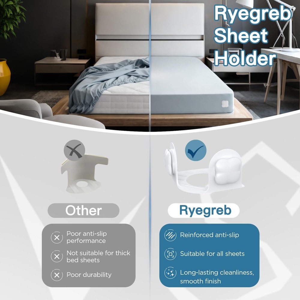 Sheet Holders Bed Sheet Grippers Fitted Sheet Holder for Corners Keep Sheets...