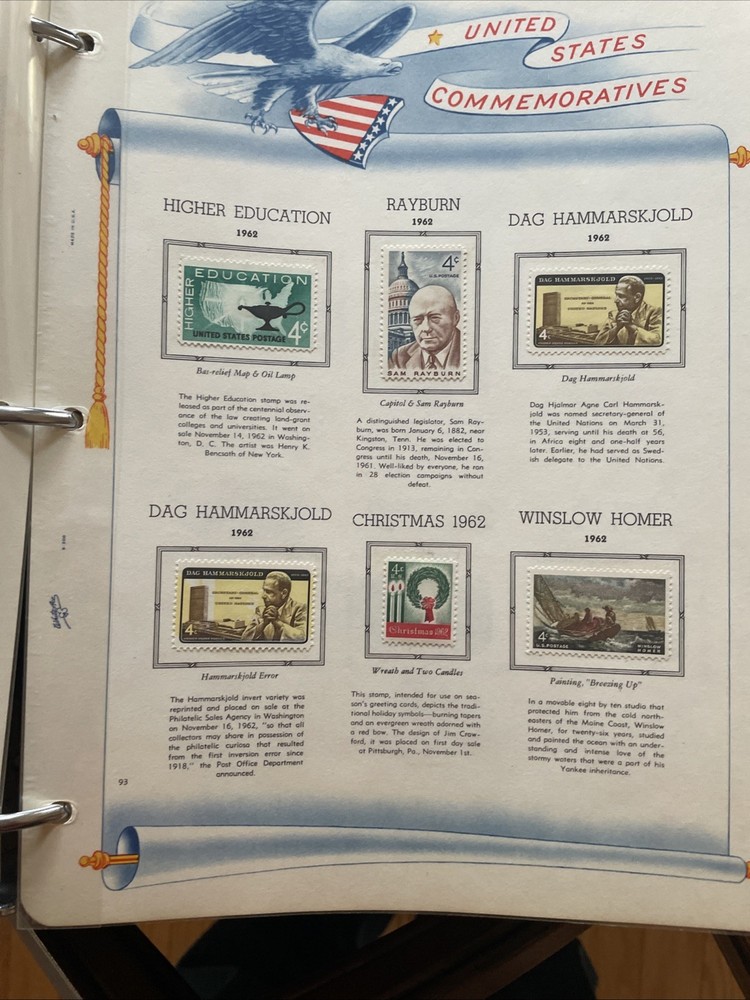 US Commemorative White Ace Album. 1959-1972. 400 Mostly Mint Stamps.